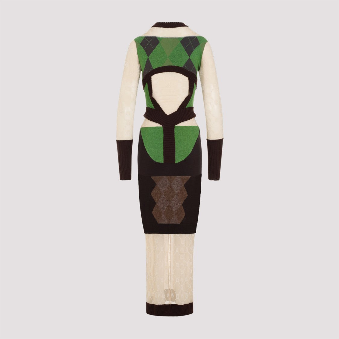 Marine Serre Regenerated Lozenge Knit Fitted Multicolor Cotton Dress