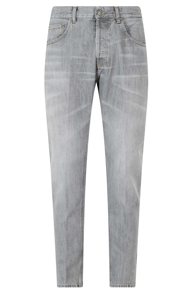 Dondup Gray 5-Pocket Covered-Placket Cotton Straight-Leg Jeans