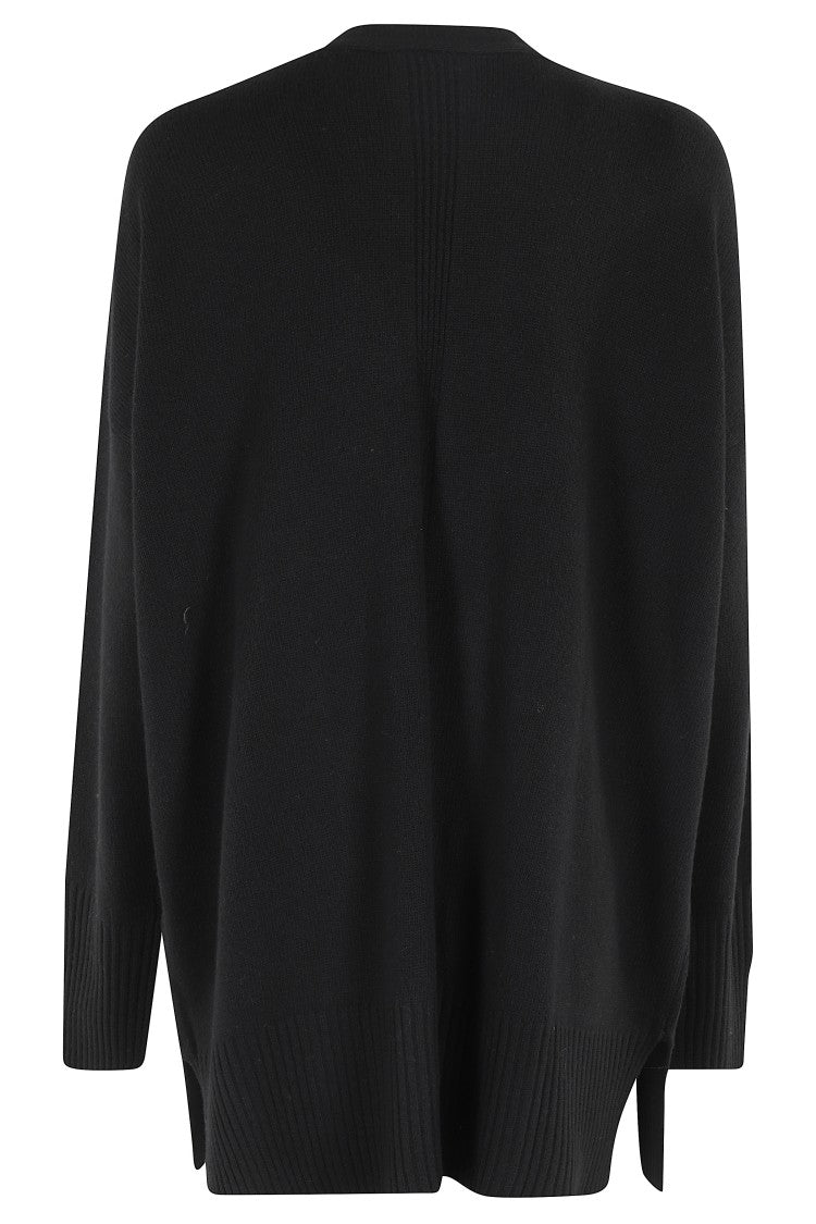 Roberto Collina Oversized Black Cardigan With V-Neckline And Front Pockets