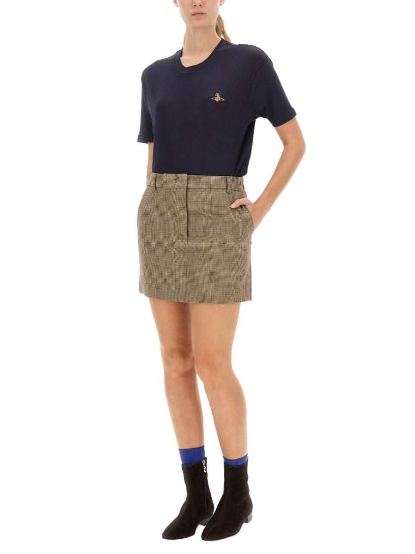 Vivienne Westwood Short-Sleeve Blue T-Shirt With Orb Embroidery