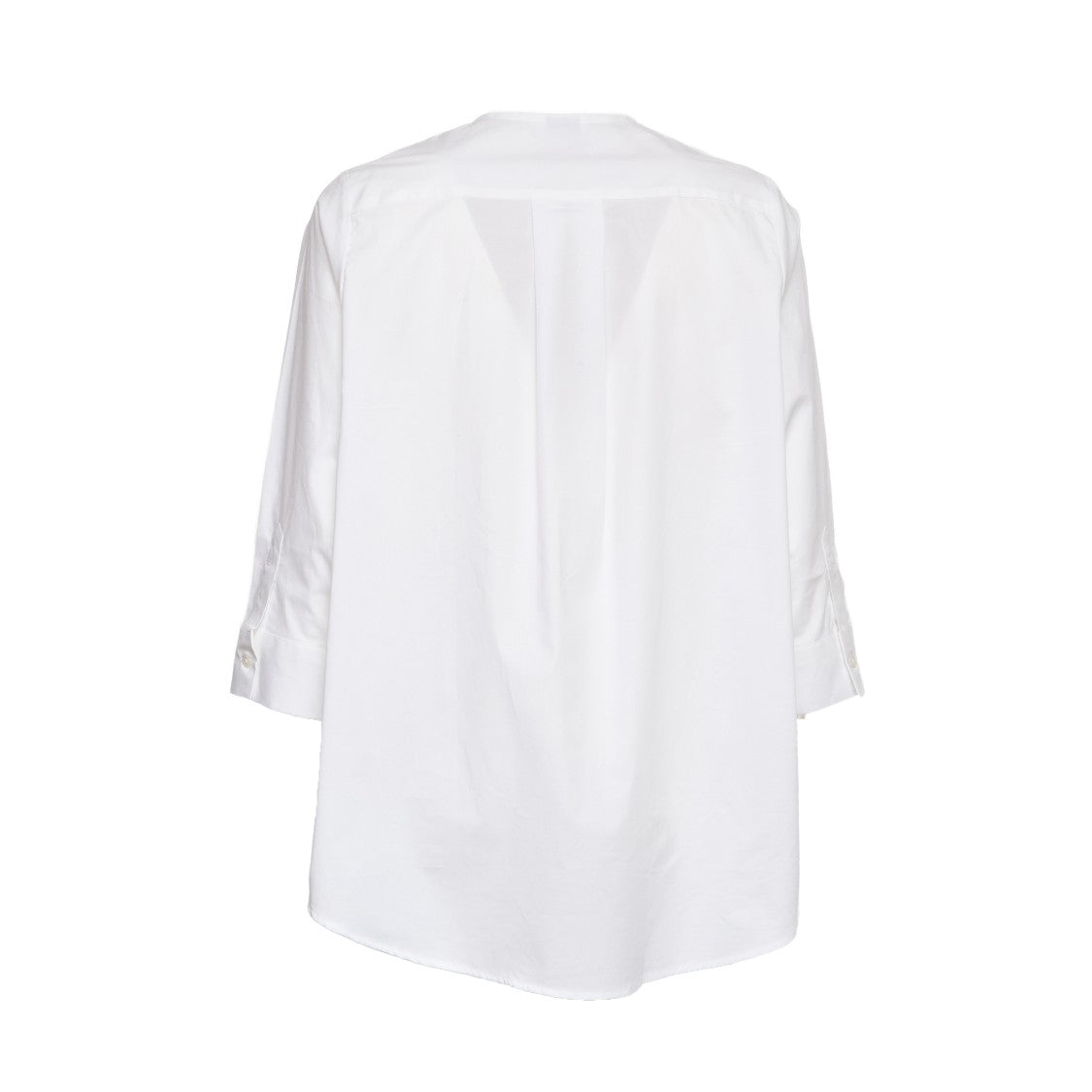 Fay Three-Quarter Sleeve Poplin Collarless Shirt