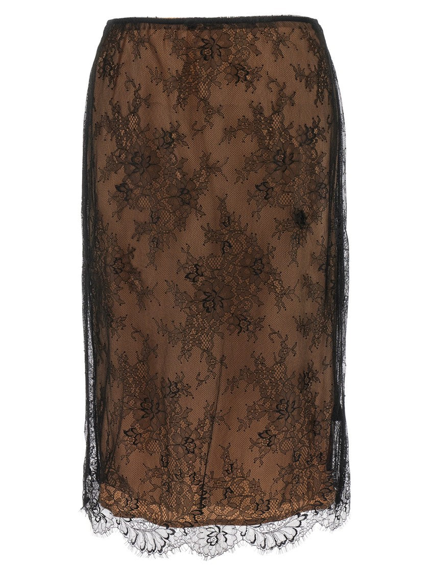 Self-Portrait 'Black Lace Midi' Skirt