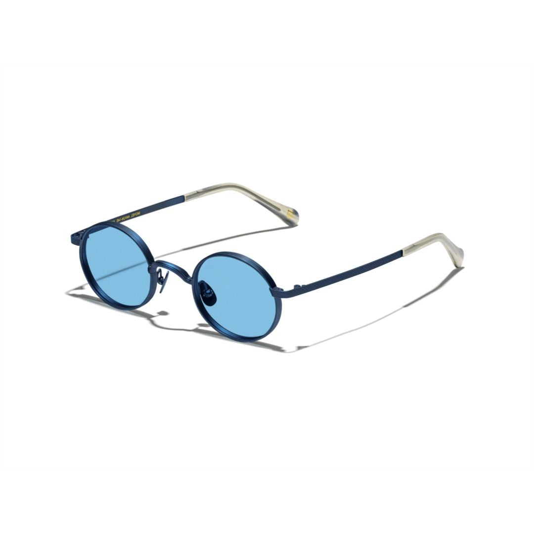 Moscot Blue Or-Moy-S Thin Metal Round Sunglasses