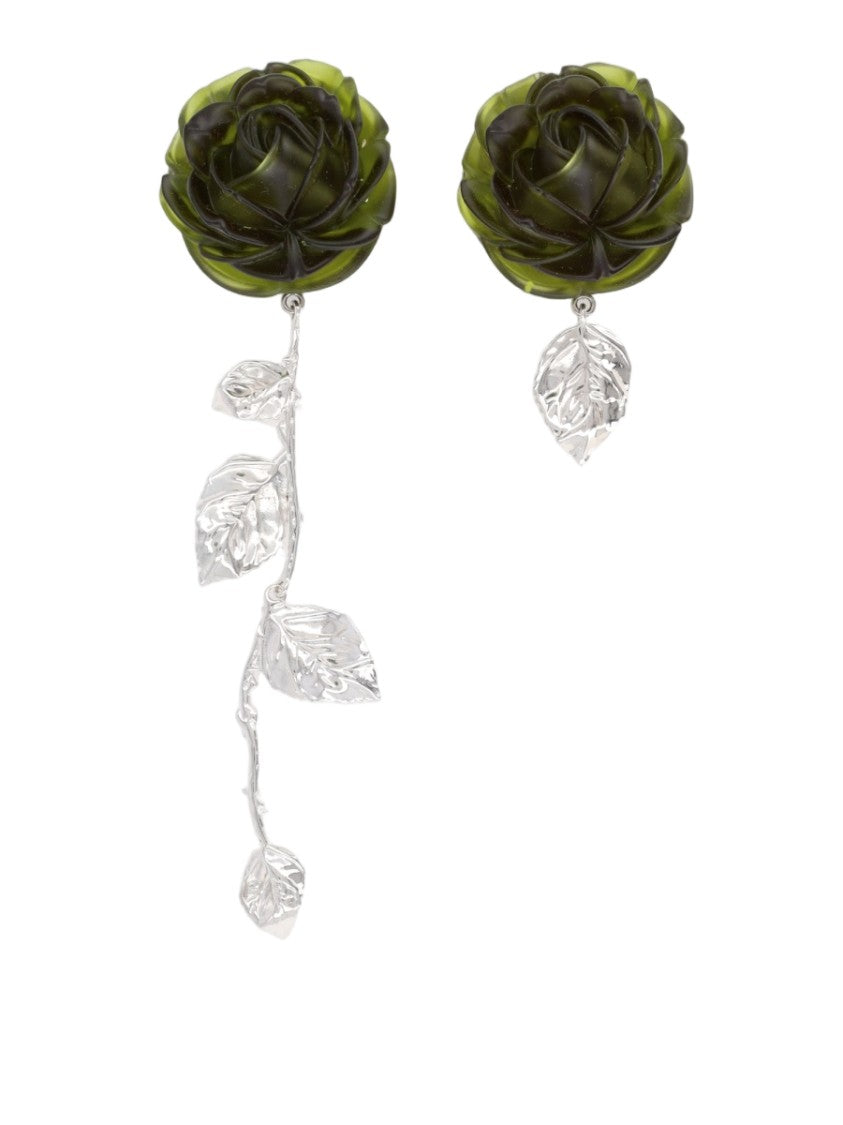 Magda Butrym Rose Asymmetrical Drop Brass-Resin Earrings