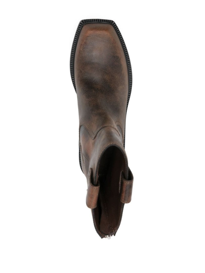 Vic Matié Vintage-Inspired Cookie Brown Ankle Boots