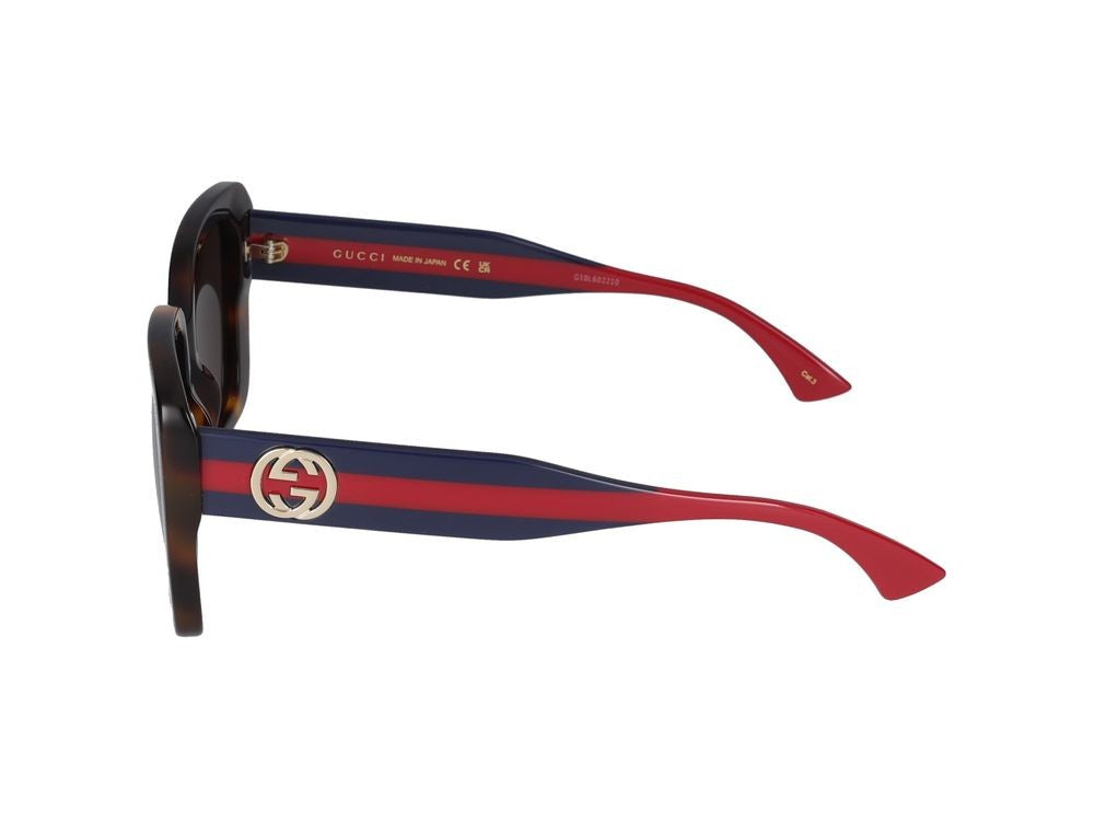 Gucci Havana Tortoiseshell Accents Oversized Square Sunglasses