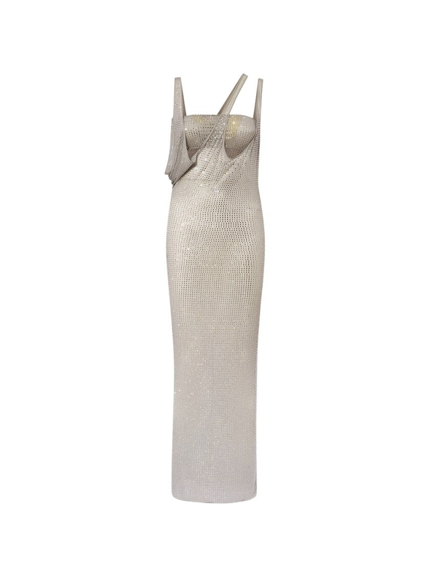 The Attico Asymmetric Neckline Midi Dress