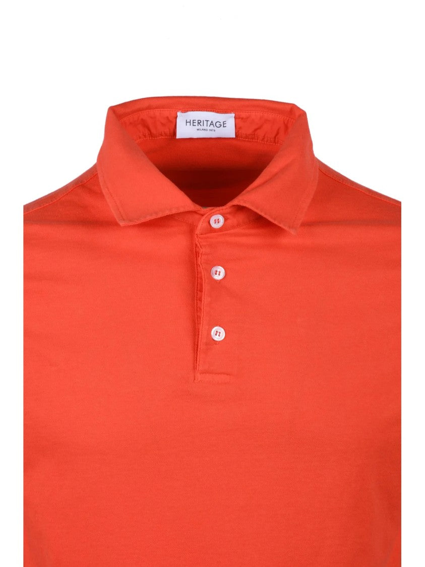 Heritage Vibrant Red Ribbed Collar Stretch Cotton Polo Shirt