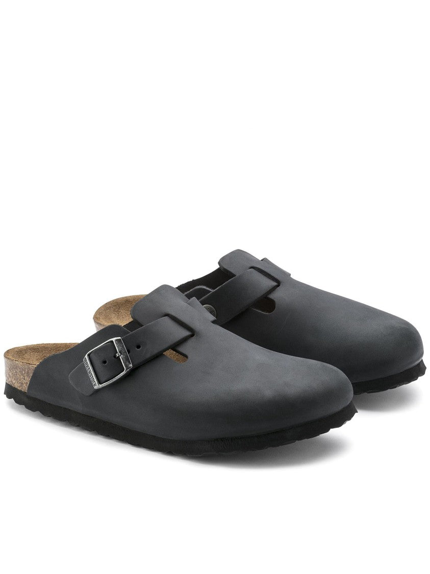 Birkenstock Seamless Black Nubuck Slip-On Shoes With Adjustable Strap