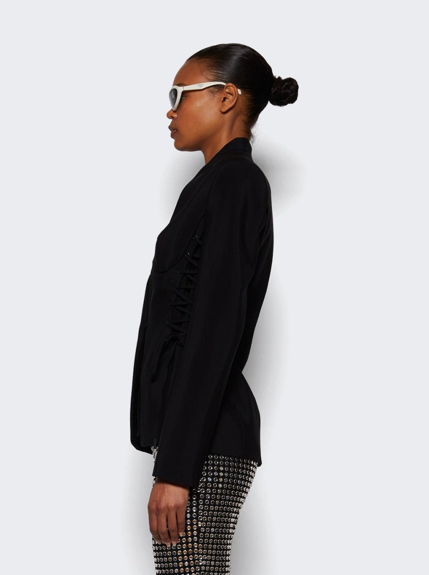Mugler Sculptural Laced Jacket Black