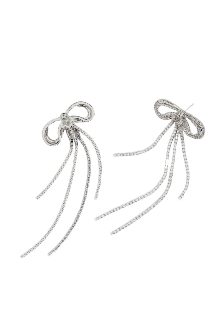 Self-Portrait Silver Double Bow Drop Earrings