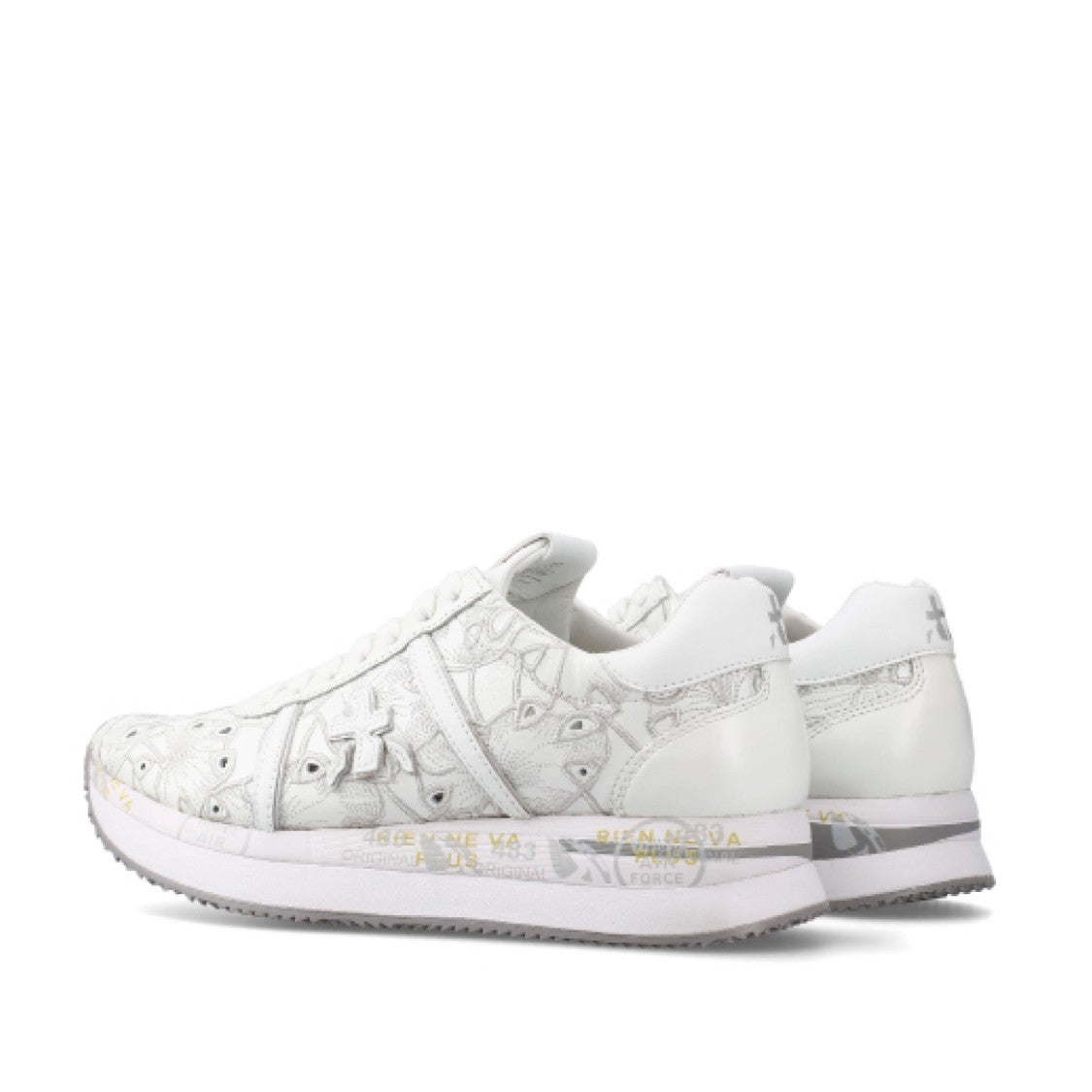 Premiata White Lasered Leather Conny Sneakers