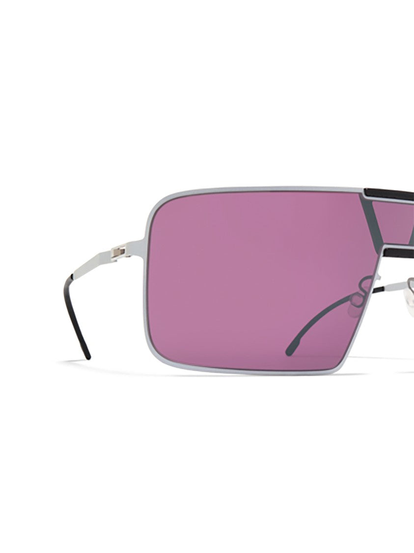 Mykita Geometric White Aluminum Sunglasses With Purple Lenses