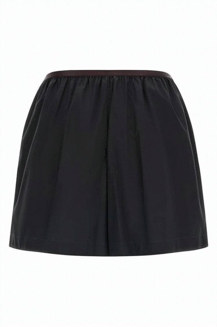 Lemaire Loose Boxy Black Cotton-Silk Shorts With Gathered Waistband
