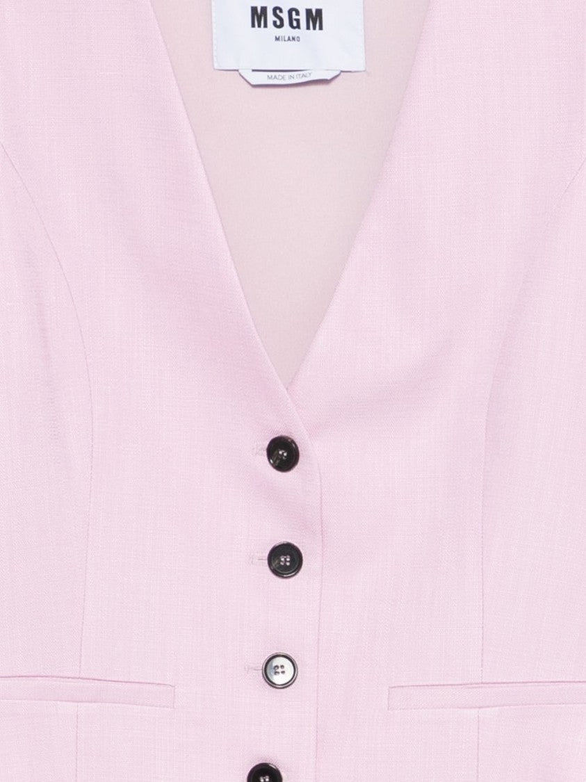 Msgm Tailored Cropped Vest With V-Neckline And Button Fastening