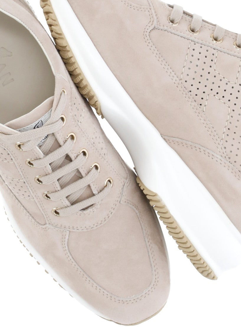 Hogan Beige Interactive Suede Perforated Sneakers