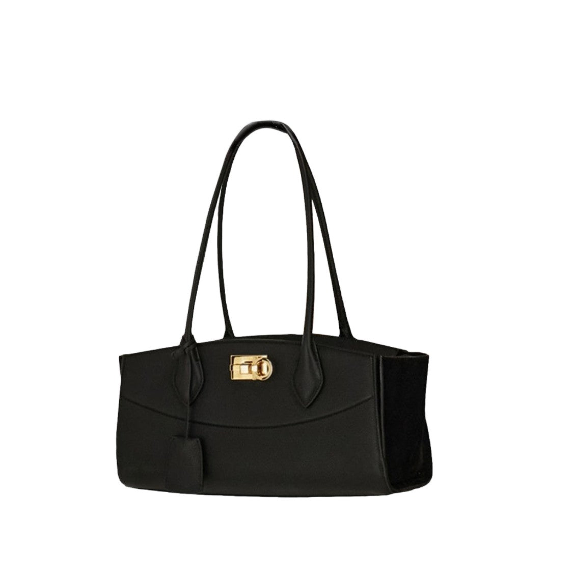Salvatore Ferragamo Embossed Leather East West Shoulder Bag With Suede Accents