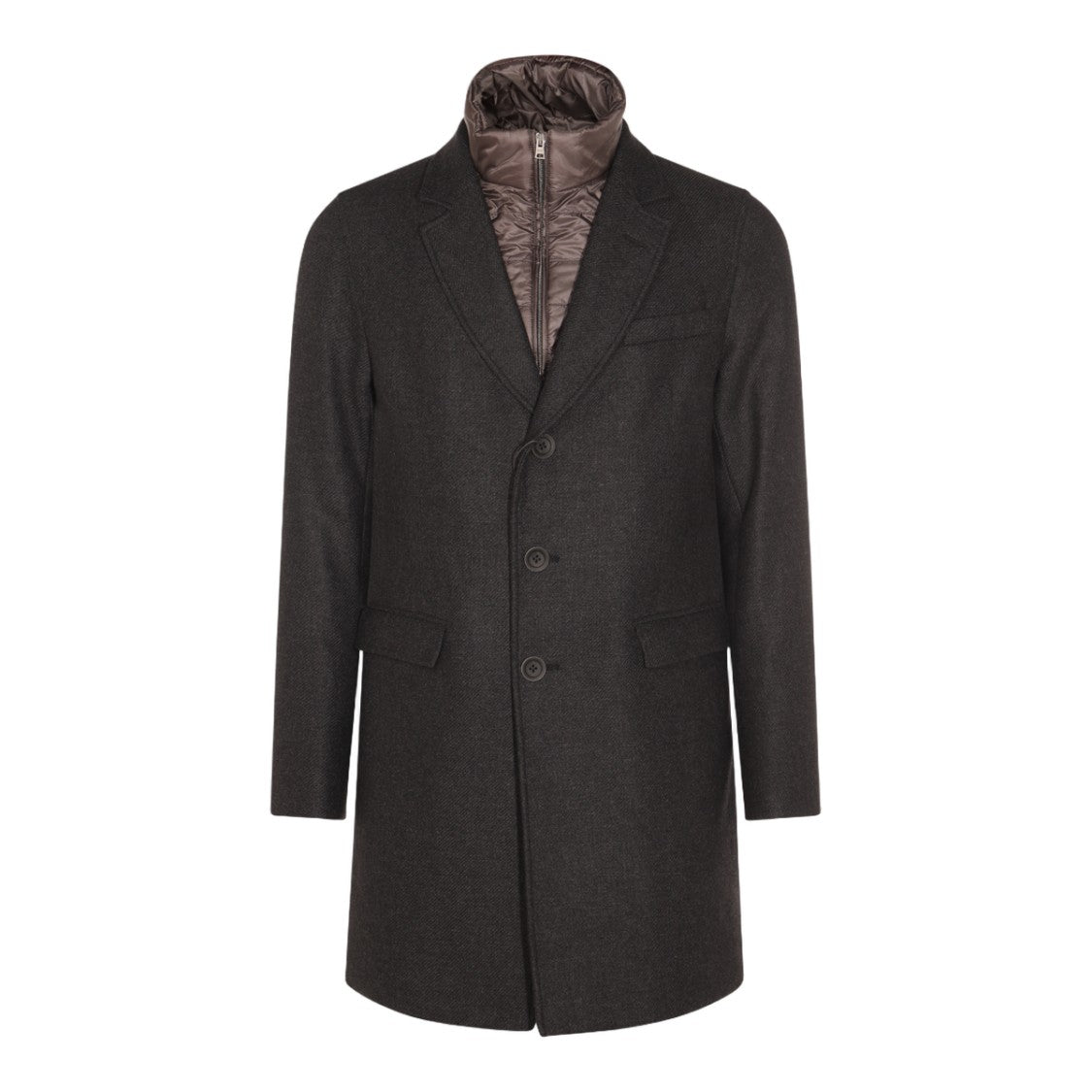 Herno Tailored Grey Coat With Two-Button Closure