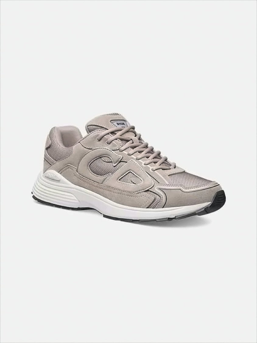 Christian Dior Calf Leather And Fabric Sneakers With Textured Sole