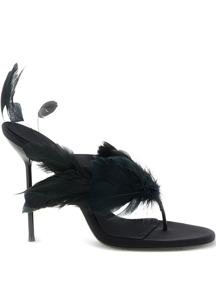 Paris Texas Black Silk And Nylon Strappy Sandals