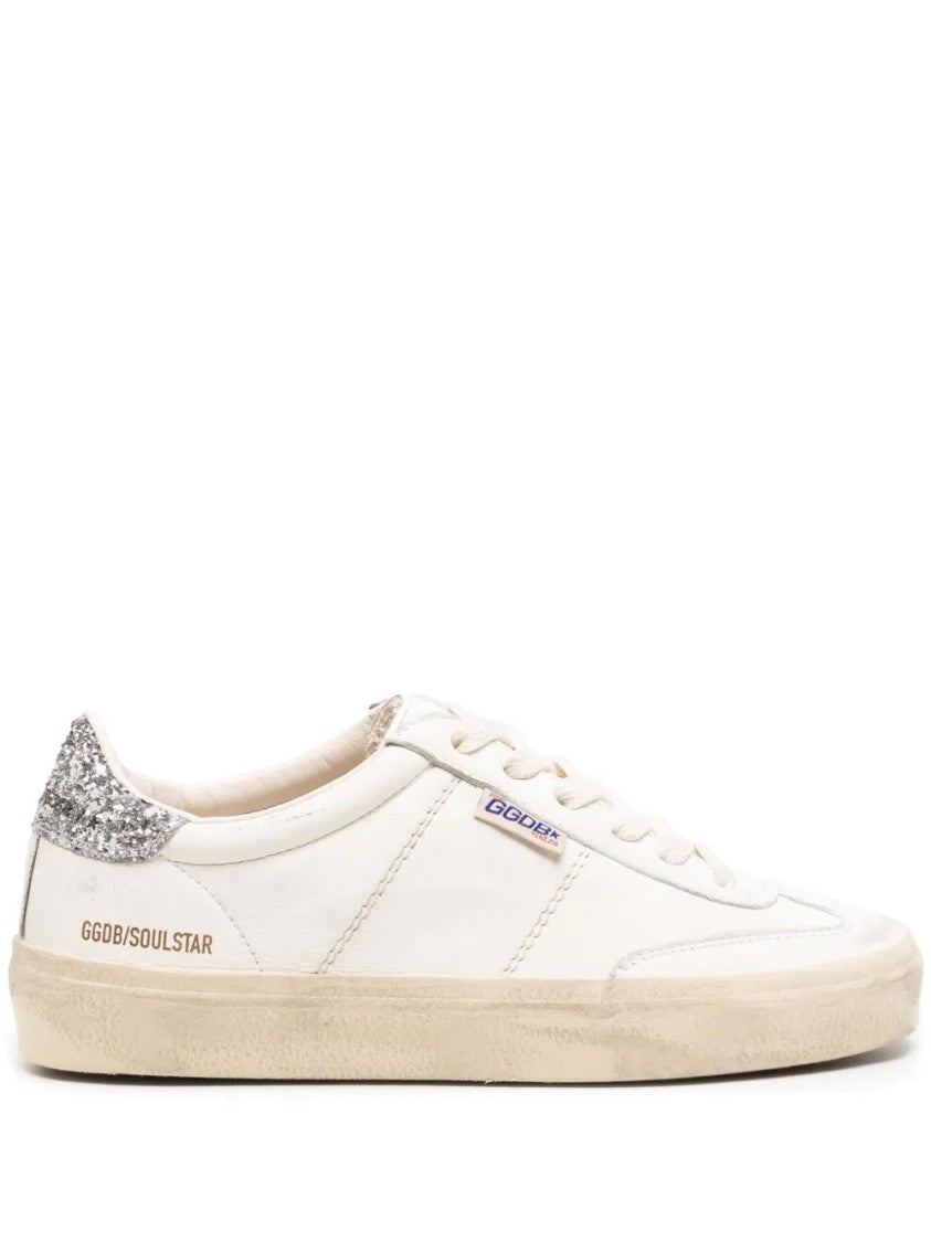 Golden Goose White Soul-Star Glittery Heel Leather Sneakers