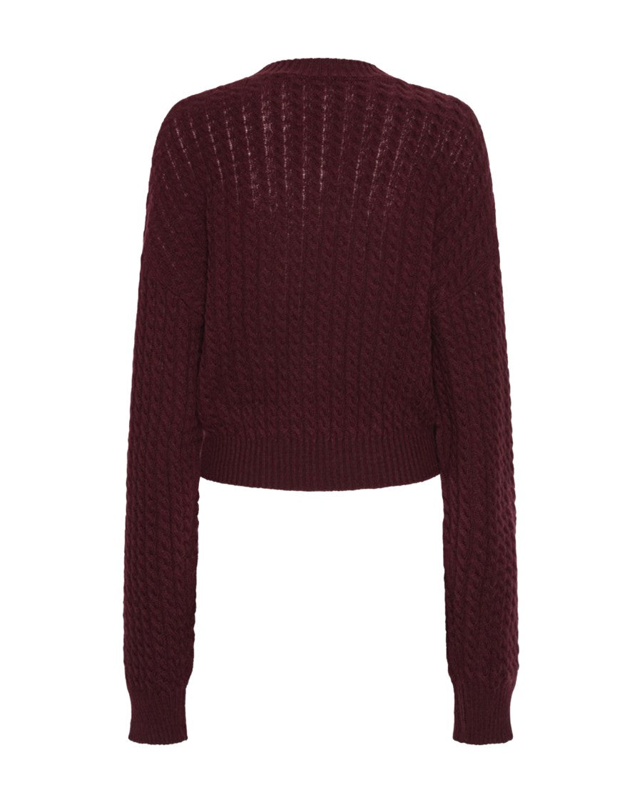 Rotate Cable Knit Sweater In Rich Burgundy