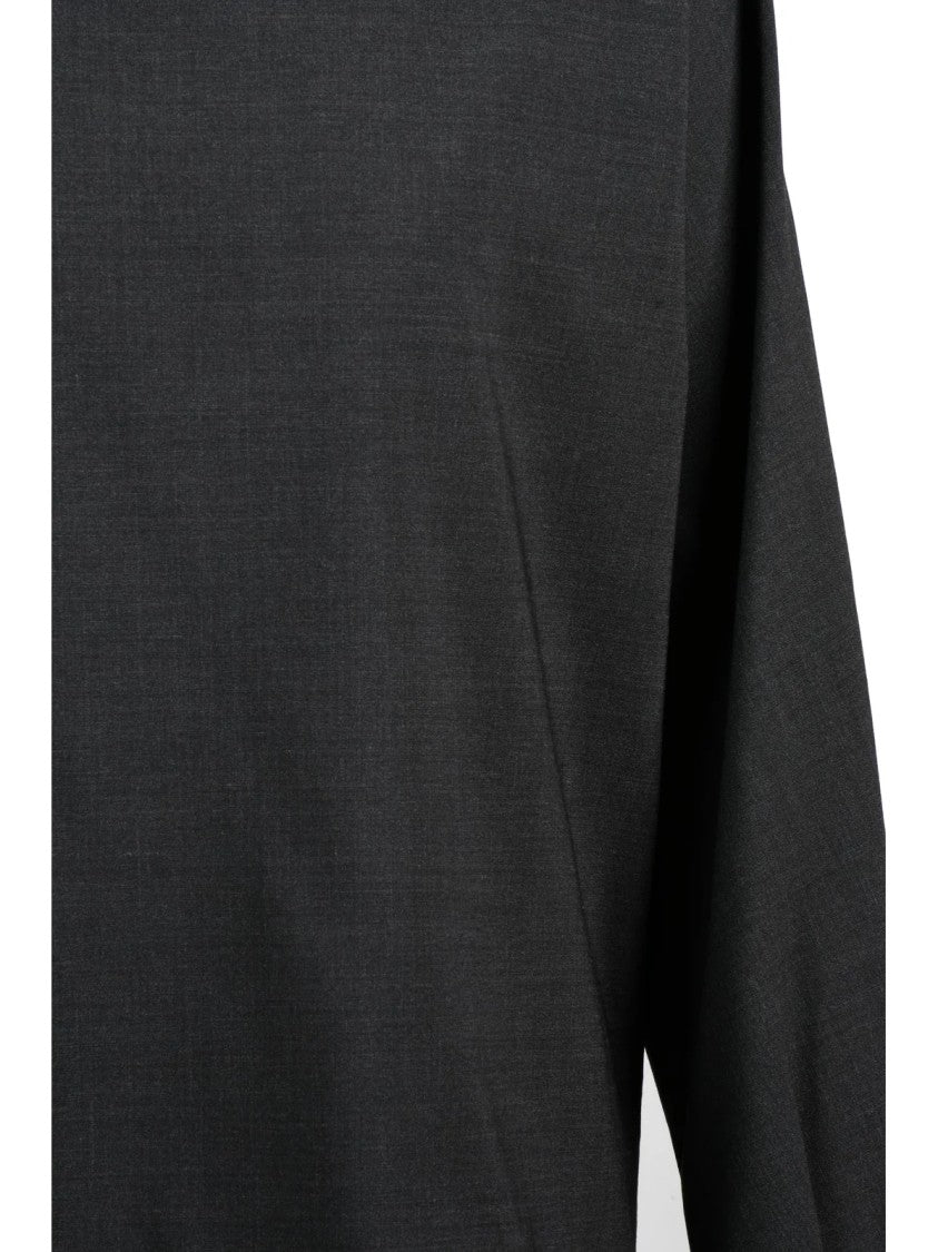 P.A.R.O.S.H. Grey Boat Neck Wool-Blend Blouse