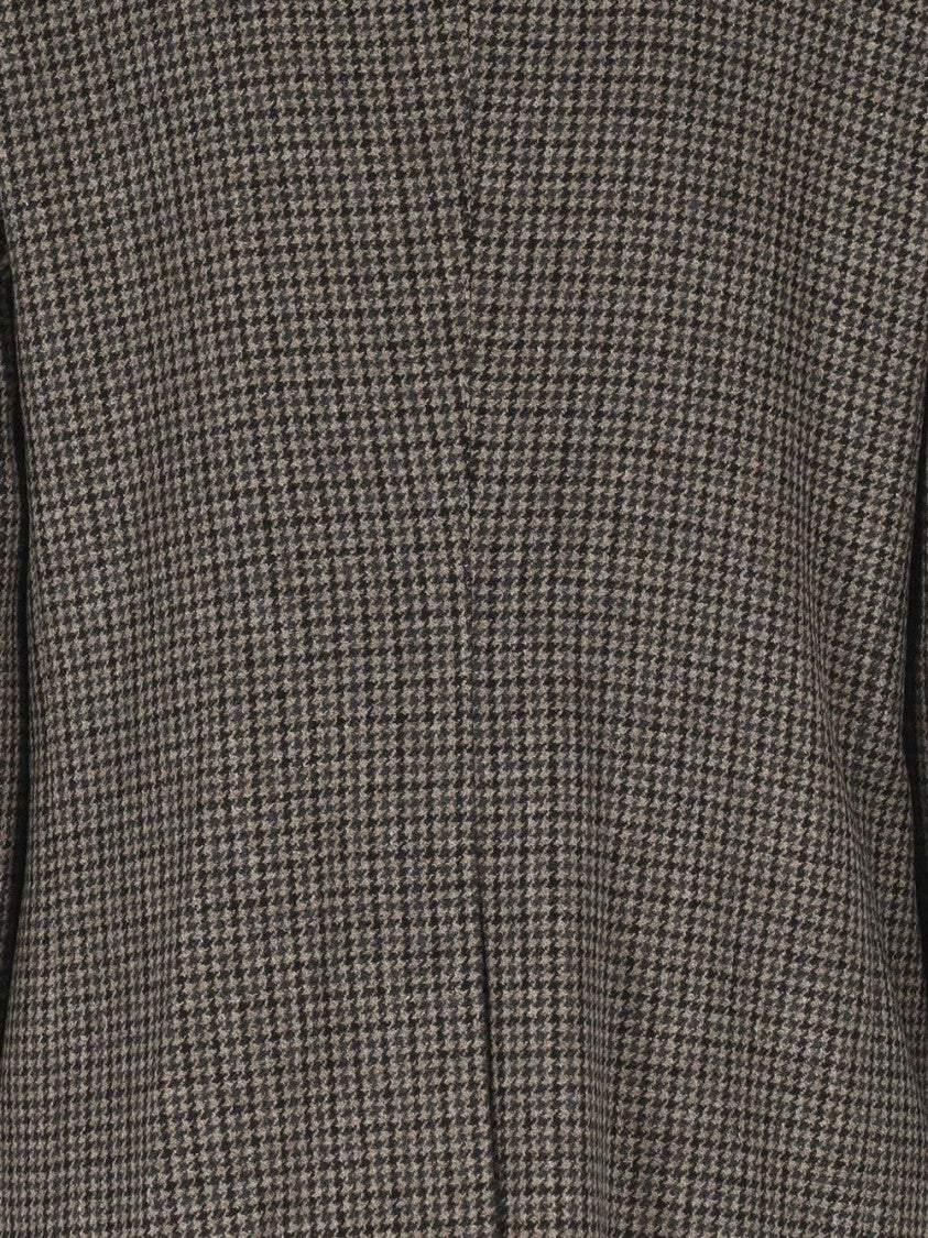 Tagliatore Double-Breasted Houndstooth Blazer With Peak Lapels And Welt Pockets