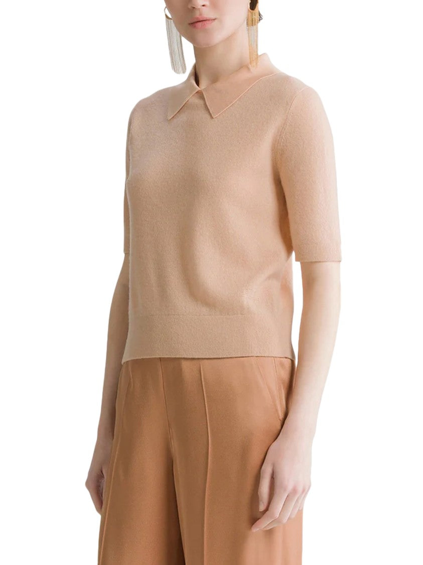 Forte Forte Gauze Wool-Cashmere Boxy Half-Sleeve Polo Shirt