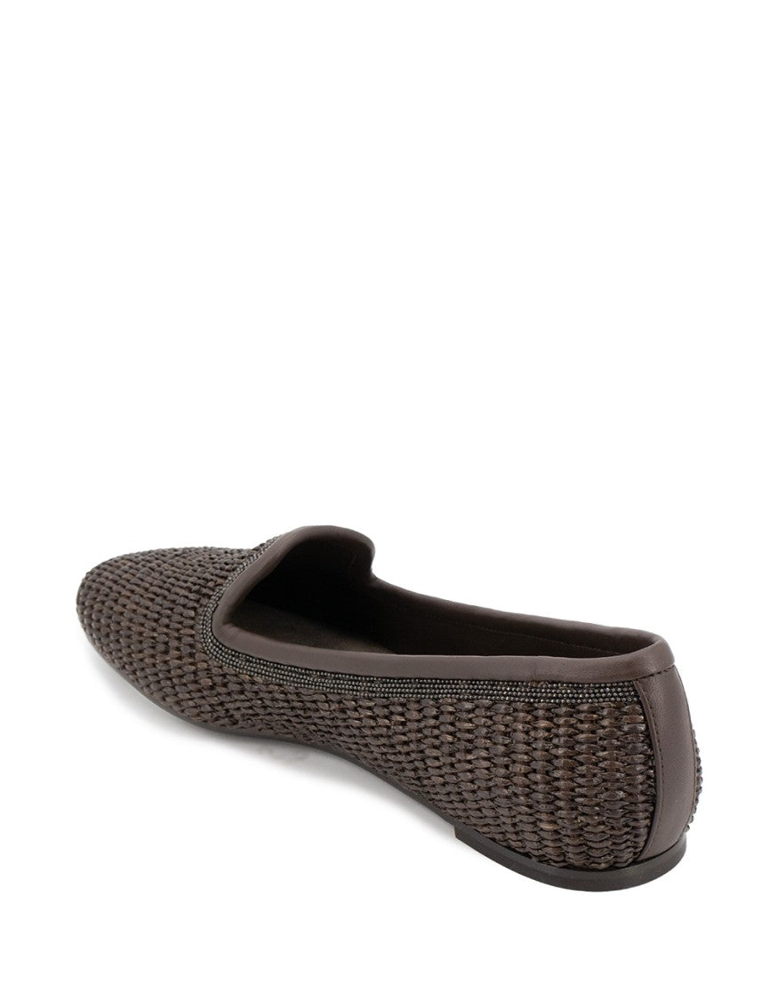 Brunello Cucinelli Woven Texture Loafers With Refined Suede Lining