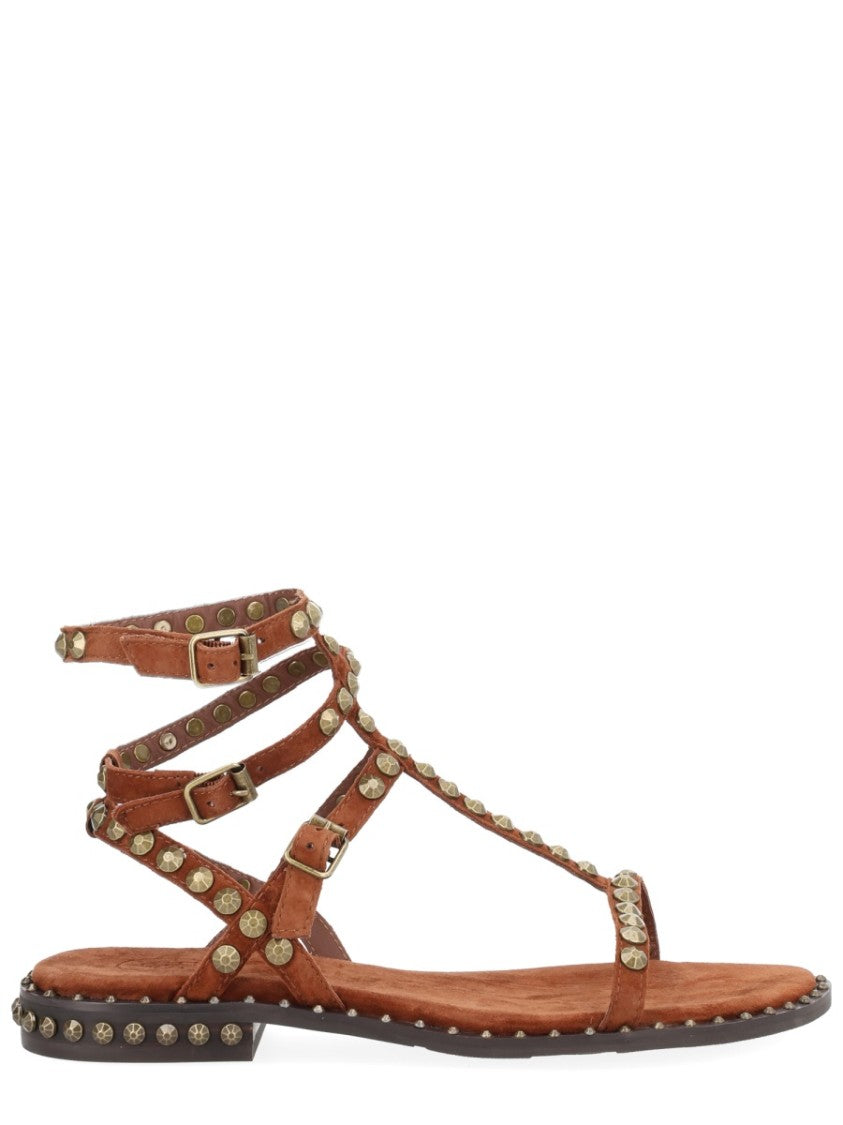 Ash Black Thin Straps Studded Sandals