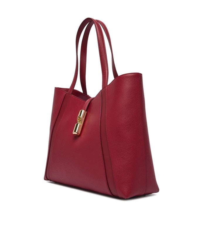 Furla Burgundy Grained Leather Hobo Shoulder Bag