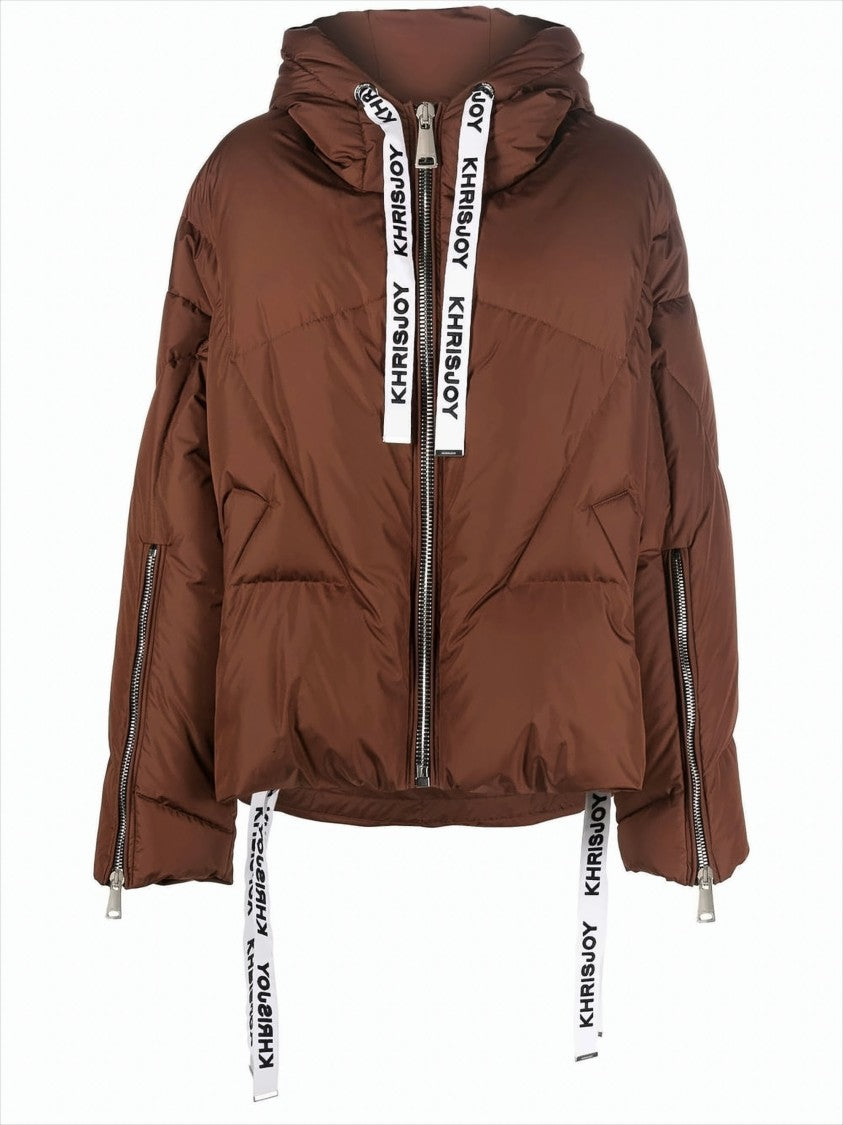Khrisjoy Cropped Puffer Jacket With Hood And Branded Drawstrings