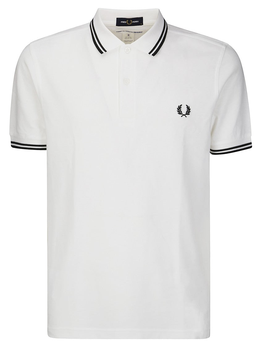 Comme Des Garçons White Cotton Polo With Contrasting Banded Collar