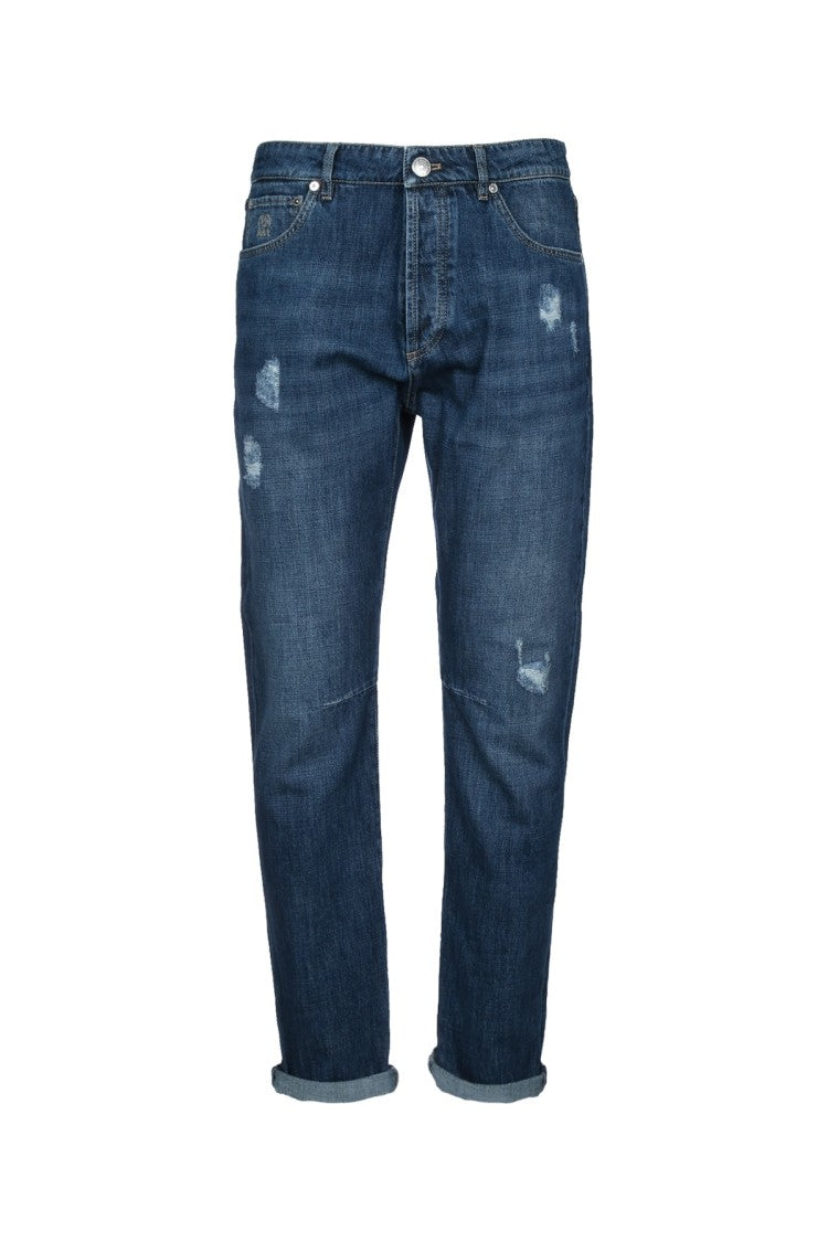 Brunello Cucinelli Relaxed Fit Five-Pocket Jeans With Distressed Detailing