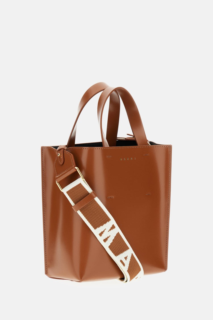 Marni Mini North/South Calf Leather Tote With Gold Accents