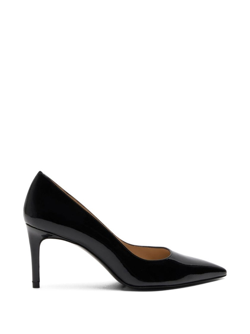 Stuart Weitzman Coated Leather Finish Pointed Toe Flat Shoes