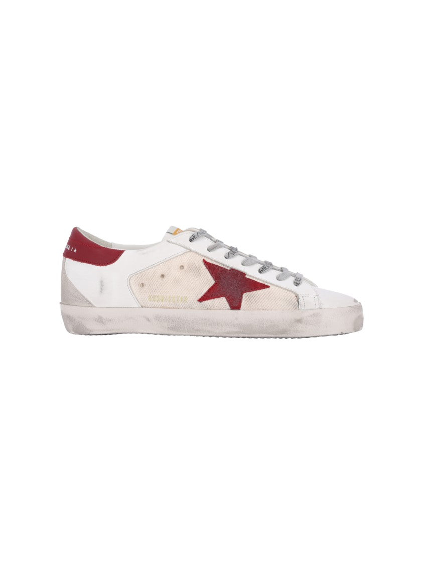 Golden Goose Distressed Beige Calfskin Low-Top Sneakers