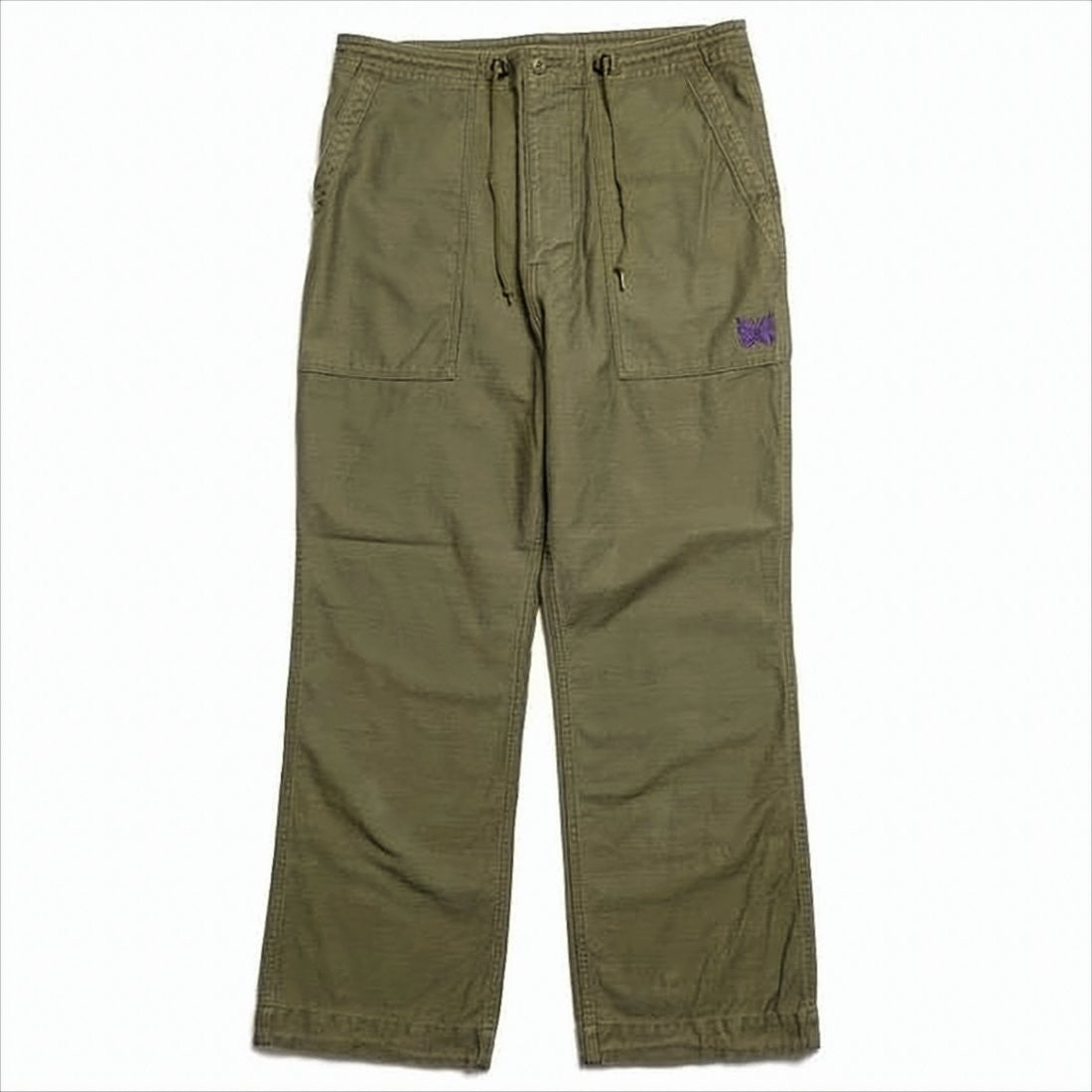 Needles Olive Green Straight-Leg Pants With Drawstring Waist
