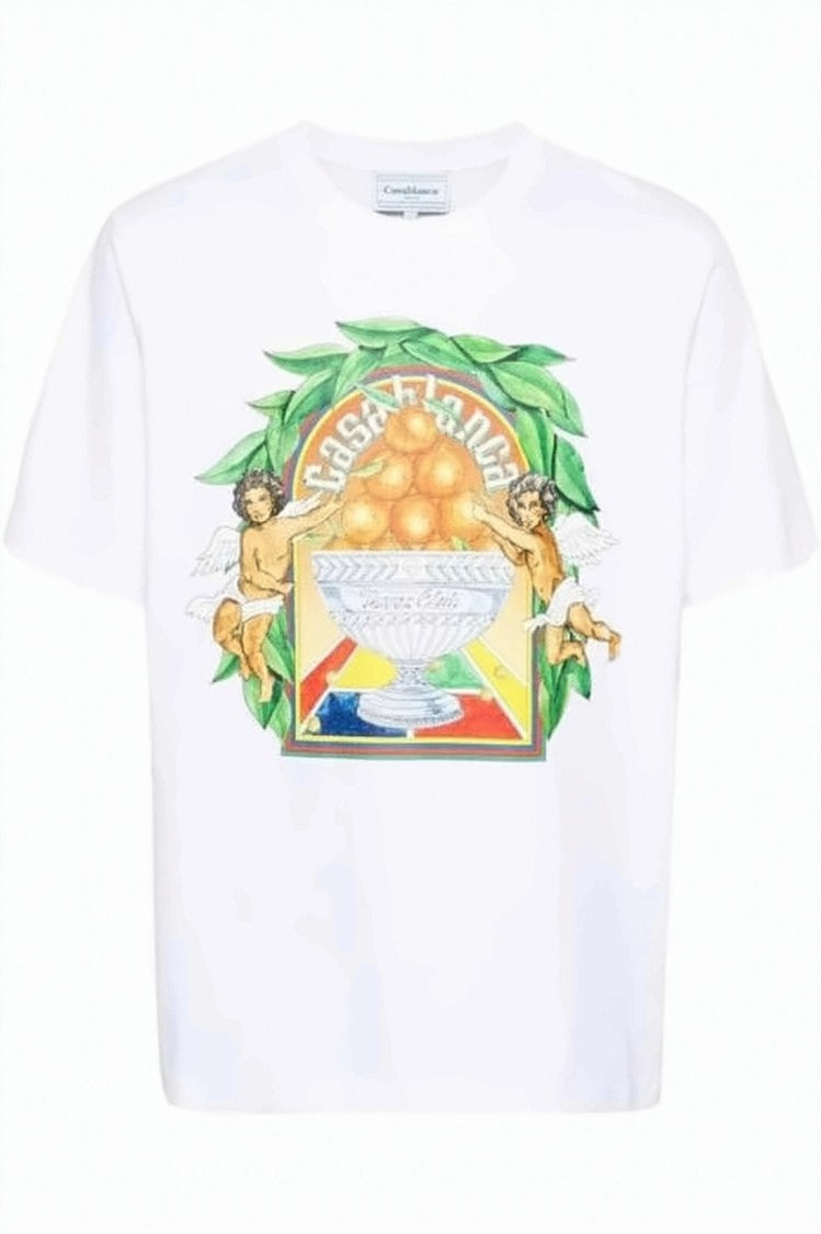 Casablanca Graphic Print Short-Sleeve T-Shirt With Cherub Motif