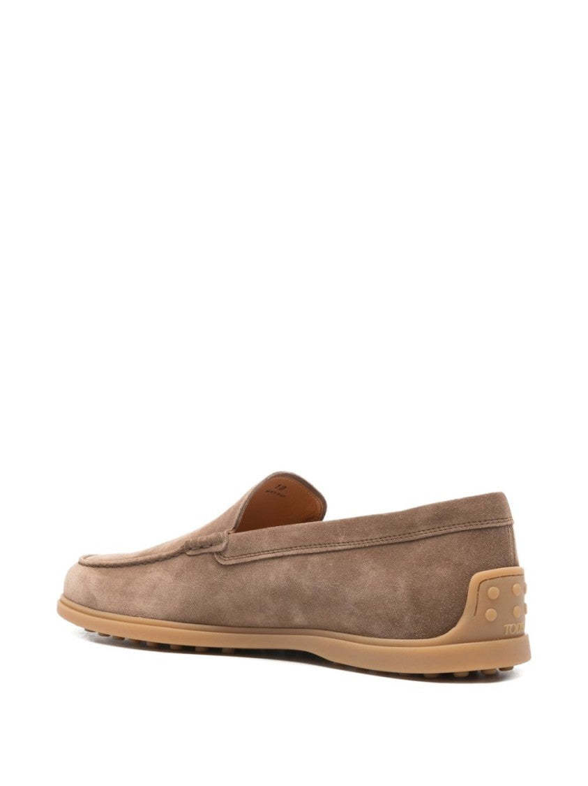 Tod's Brown Suede Flat Shoes With Leather Lining