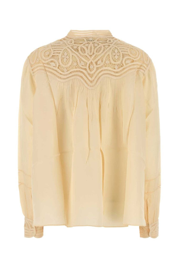 Bode Cream Satin Threadwork Blouse