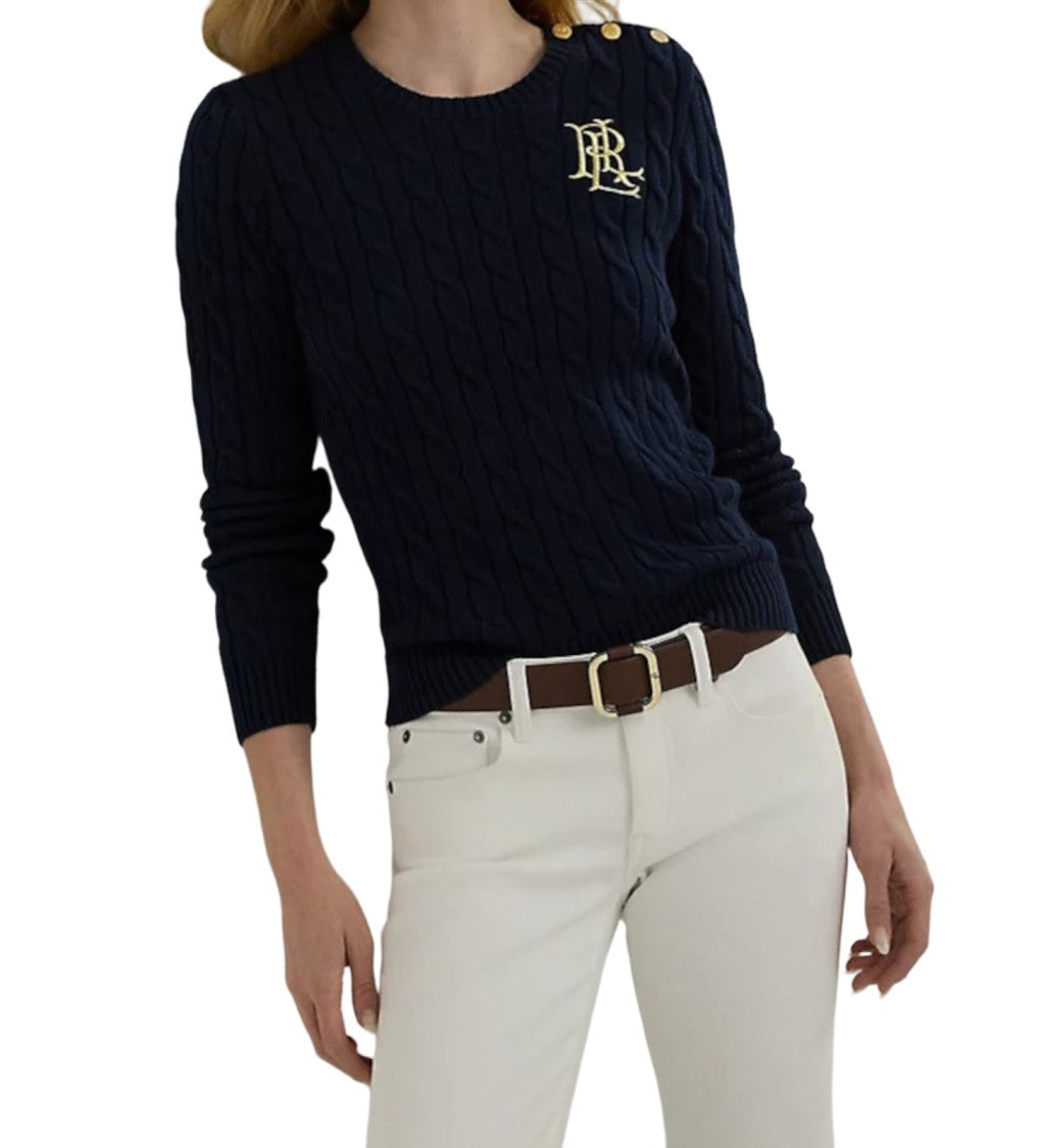 Lauren Ralph Lauren Navy Blue Montiva Cotton Pullover Sweater