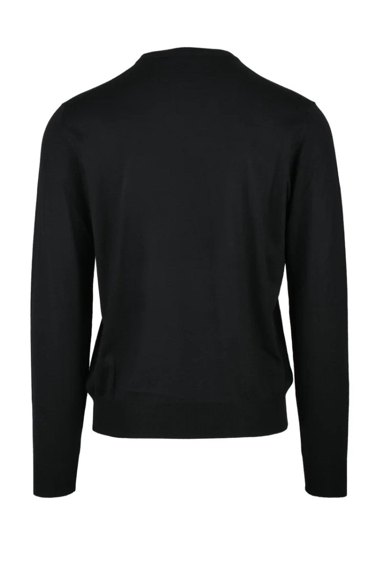 Filippo De Laurentiis Black Merino Wool Men's Crew Neck Sweater