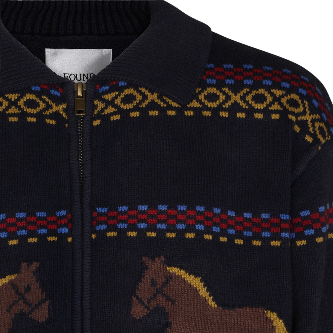 Found Full-Zip Sweater With Horses And Floral Motifs