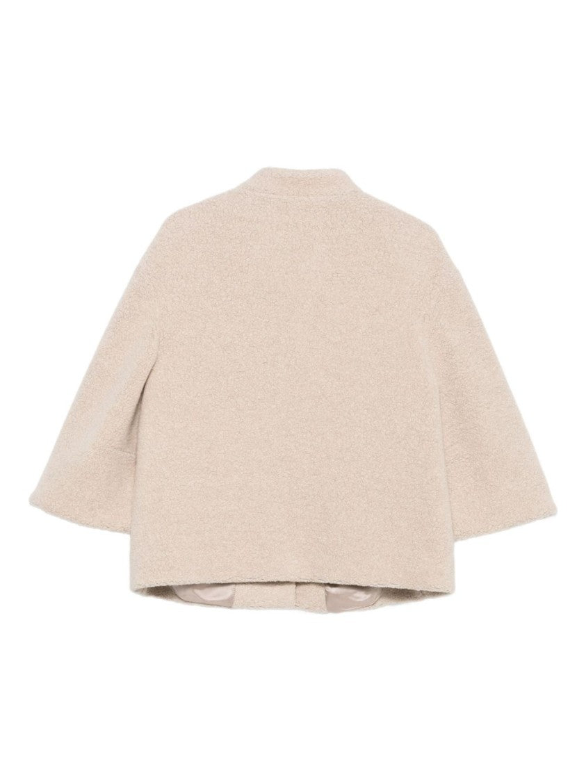Cinzia Rocca Boxy Beige Jacket With Three-Quarter Sleeves