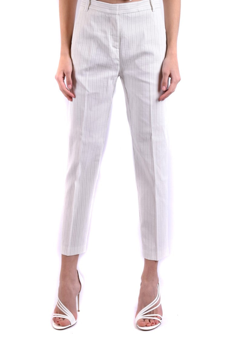 Pinko Cropped Tailored Trousers With Vertical Pinstripes