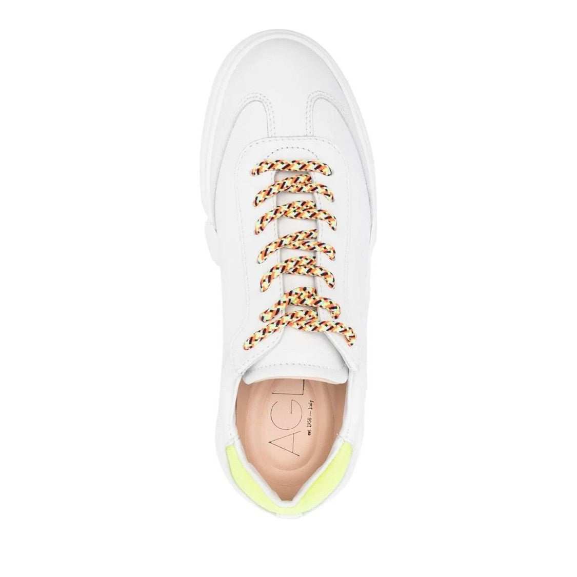 Agl White Emilie Leather Sculpted Sole Wedge Sneakers