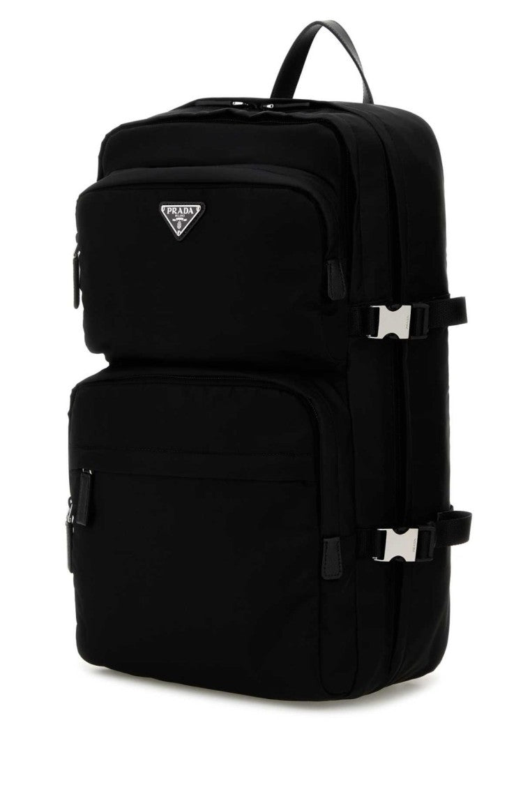 Prada Structured Black Backpack With Triangular Logo