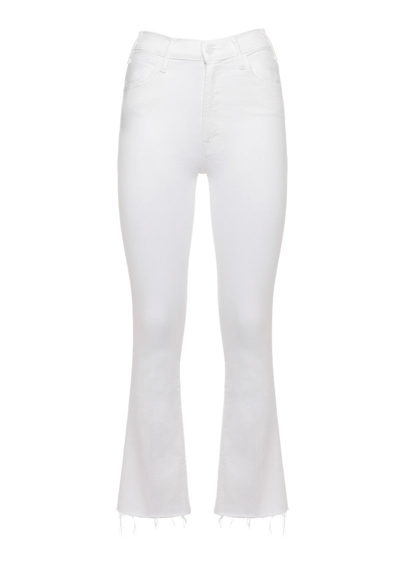 Mother White Fringed Frayed Cotton Jeans